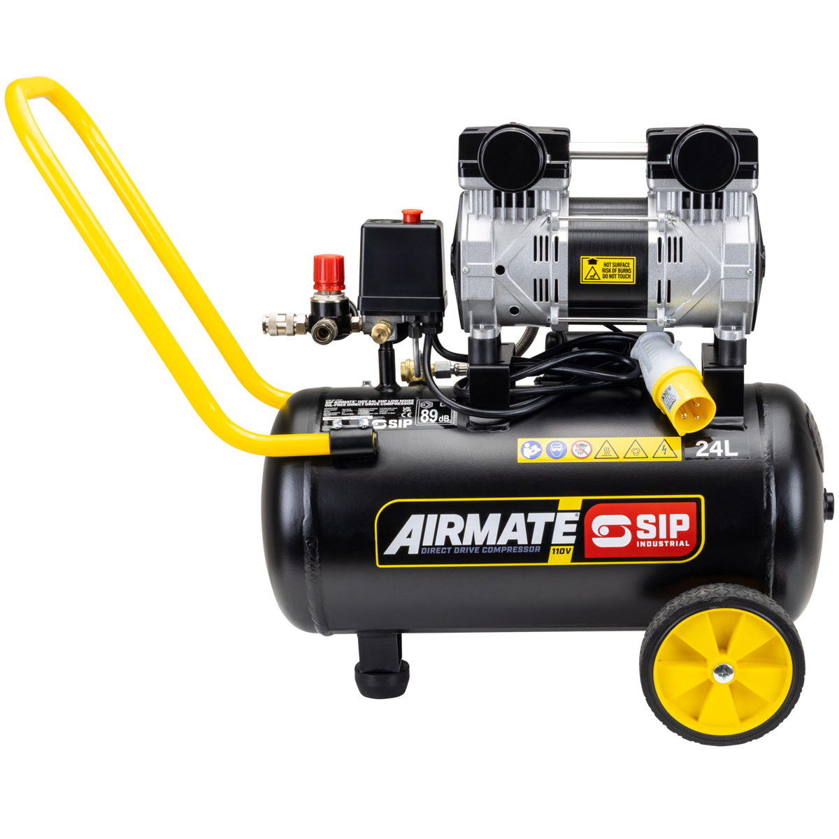 SIP AIRMATE® 110V 24L 2hp Low Noise Oil-Free Direct Drive Compressor
